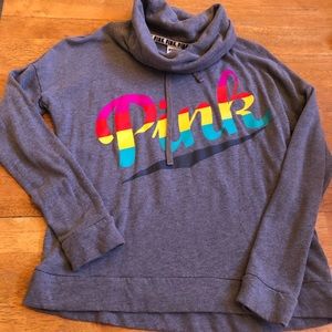 Pink cowl neck sweatshirt very good cond Sz Small